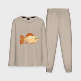 Мужская пижама хлопок (с лонгсливом) с принтом Рыбка Золотая в Курске,  |  | 