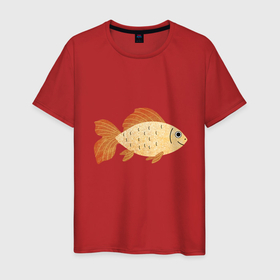 Мужская футболка хлопок с принтом Рыбка Золотая в Санкт-Петербурге, 100% хлопок | прямой крой, круглый вырез горловины, длина до линии бедер, слегка спущенное плечо. | 