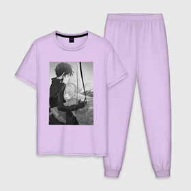 Мужская пижама хлопок с принтом Диа  и Луг   Ассасин аристократ в Санкт-Петербурге, 100% хлопок | брюки и футболка прямого кроя, без карманов, на брюках мягкая резинка на поясе и по низу штанин
 | 