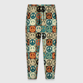 Мужские брюки 3D с принтом Peace symbol pattern в Екатеринбурге, 100% полиэстер | манжеты по низу, эластичный пояс регулируется шнурком, по бокам два кармана без застежек, внутренняя часть кармана из мелкой сетки | Тематика изображения на принте: 