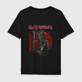 Мужская футболка хлопок Oversize с принтом Iron Maiden Senjutsu  samurai в Белгороде, 100% хлопок | свободный крой, круглый ворот, “спинка” длиннее передней части | Тематика изображения на принте: 