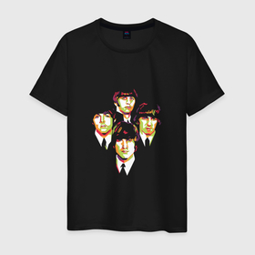 Мужская футболка хлопок с принтом The Beatles group в Петрозаводске, 100% хлопок | прямой крой, круглый вырез горловины, длина до линии бедер, слегка спущенное плечо. | 