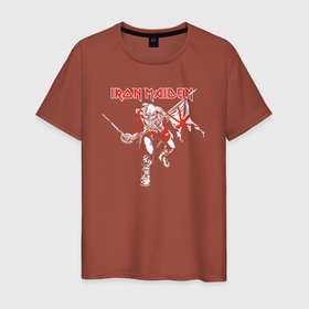 Мужская футболка хлопок с принтом Iron Maiden Trooper в Санкт-Петербурге, 100% хлопок | прямой крой, круглый вырез горловины, длина до линии бедер, слегка спущенное плечо. | Тематика изображения на принте: 