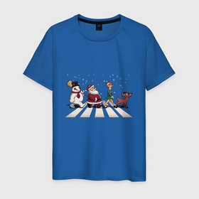 Мужская футболка хлопок с принтом Beatles Christmas в Новосибирске, 100% хлопок | прямой крой, круглый вырез горловины, длина до линии бедер, слегка спущенное плечо. | 