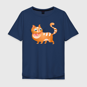Мужская футболка хлопок Oversize с принтом Оранжевый кот в Екатеринбурге, 100% хлопок | свободный крой, круглый ворот, “спинка” длиннее передней части | 