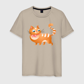 Мужская футболка хлопок с принтом Оранжевый кот в Белгороде, 100% хлопок | прямой крой, круглый вырез горловины, длина до линии бедер, слегка спущенное плечо. | 