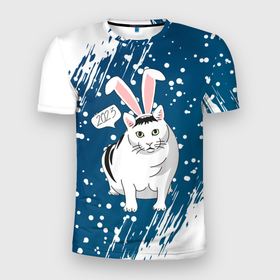 Мужская футболка 3D Slim с принтом Новогодний кот Бендер   2023 в Курске, 100% полиэстер с улучшенными характеристиками | приталенный силуэт, круглая горловина, широкие плечи, сужается к линии бедра | 
