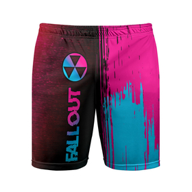Мужские шорты спортивные с принтом Fallout   neon gradient: по вертикали в Курске,  |  | 