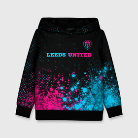 Детская толстовка 3D с принтом Leeds United   neon gradient: символ сверху в Санкт-Петербурге, 100% полиэстер | двухслойный капюшон со шнурком для регулировки, мягкие манжеты на рукавах и по низу толстовки, спереди карман-кенгуру с мягким внутренним слоем | 