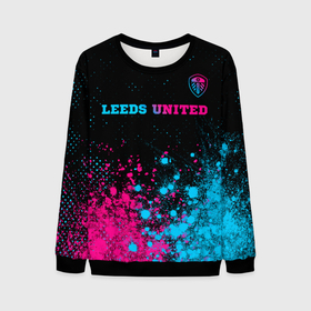 Мужской свитшот 3D с принтом Leeds United   neon gradient: символ сверху в Кировске, 100% полиэстер с мягким внутренним слоем | круглый вырез горловины, мягкая резинка на манжетах и поясе, свободная посадка по фигуре | 