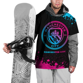 Накидка на куртку 3D с принтом Manchester City   neon gradient в Тюмени, 100% полиэстер |  | Тематика изображения на принте: 
