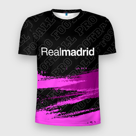 Мужская футболка 3D Slim с принтом Real Madrid pro football: символ сверху в Петрозаводске, 100% полиэстер с улучшенными характеристиками | приталенный силуэт, круглая горловина, широкие плечи, сужается к линии бедра | 