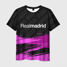 Мужская футболка 3D с принтом Real Madrid pro football: символ сверху в Тюмени, 100% полиэфир | прямой крой, круглый вырез горловины, длина до линии бедер | 