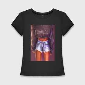 Женская футболка хлопок Slim с принтом Bad girl illustration в Санкт-Петербурге,  |  | 