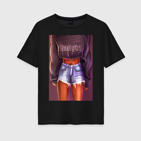 Женская футболка хлопок Oversize с принтом Bad girl illustration в Курске, 100% хлопок | свободный крой, круглый ворот, спущенный рукав, длина до линии бедер
 | 