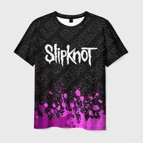 Мужская футболка 3D с принтом Slipknot rock legends: символ сверху в Рязани, 100% полиэфир | прямой крой, круглый вырез горловины, длина до линии бедер | 