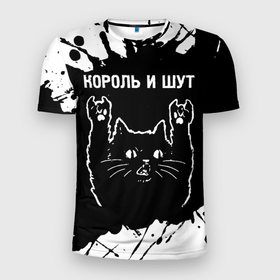 Мужская футболка 3D Slim с принтом Группа Король и Шут и рок кот в Курске, 100% полиэстер с улучшенными характеристиками | приталенный силуэт, круглая горловина, широкие плечи, сужается к линии бедра | 