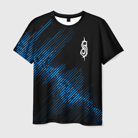 Мужская футболка 3D с принтом Slipknot звуковая волна в Санкт-Петербурге, 100% полиэфир | прямой крой, круглый вырез горловины, длина до линии бедер | 