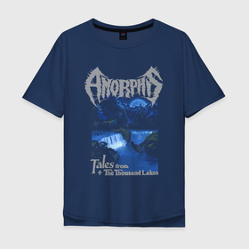 Мужская футболка хлопок Oversize с принтом Amorphis Tales from the Thousand Lakes в Екатеринбурге, 100% хлопок | свободный крой, круглый ворот, “спинка” длиннее передней части | Тематика изображения на принте: 