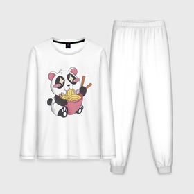 Мужская пижама хлопок (с лонгсливом) с принтом Каваи панда ест рамен в Кировске,  |  | 