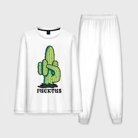 Мужская пижама хлопок (с лонгсливом) с принтом Cactus   Fucktus   joke в Курске,  |  | Тематика изображения на принте: 