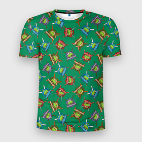 Мужская футболка 3D Slim с принтом Черепаший паттерн в Кировске, 100% полиэстер с улучшенными характеристиками | приталенный силуэт, круглая горловина, широкие плечи, сужается к линии бедра | 