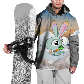 Накидка на куртку 3D с принтом Маленький кролик  с морковкой в Белгороде, 100% полиэстер |  | Тематика изображения на принте: 
