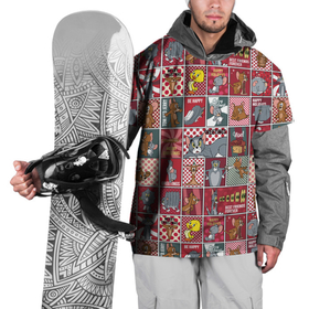 Накидка на куртку 3D с принтом Новогодний паттерн Том и Джерри , 100% полиэстер |  | 