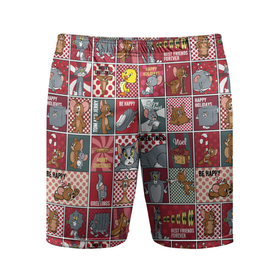 Мужские шорты спортивные с принтом Новогодний паттерн Том и Джерри ,  |  | Тематика изображения на принте: 