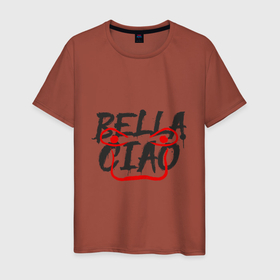 Мужская футболка хлопок с принтом Bella ciao в Курске, 100% хлопок | прямой крой, круглый вырез горловины, длина до линии бедер, слегка спущенное плечо. | Тематика изображения на принте: 