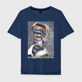 Мужская футболка хлопок Oversize с принтом Мода рождается в Милане   vanguard head в Петрозаводске, 100% хлопок | свободный крой, круглый ворот, “спинка” длиннее передней части | Тематика изображения на принте: 