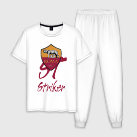 Мужская пижама хлопок с принтом Roma  Italy   Striker в Белгороде, 100% хлопок | брюки и футболка прямого кроя, без карманов, на брюках мягкая резинка на поясе и по низу штанин
 | 