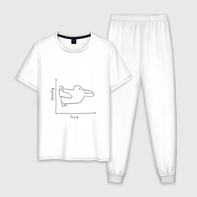 Мужская пижама хлопок с принтом Утка   кролик в Петрозаводске, 100% хлопок | брюки и футболка прямого кроя, без карманов, на брюках мягкая резинка на поясе и по низу штанин
 | 