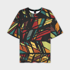 Мужская футболка OVERSIZE 3D с принтом Абстракция в разноцветных линиях в Тюмени,  |  | 