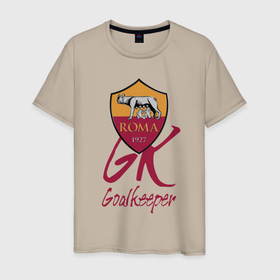 Мужская футболка хлопок с принтом Roma   Goalkeeper   Italy в Санкт-Петербурге, 100% хлопок | прямой крой, круглый вырез горловины, длина до линии бедер, слегка спущенное плечо. | 