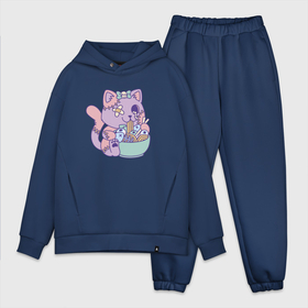 Мужской костюм хлопок OVERSIZE с принтом Kawaii жуткий кот и рамен в городе Новоалтайск,  |  | 