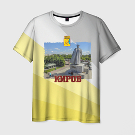 Мужская футболка 3D с принтом Киров   памятник Коневу и второй вокзал в Кировске, 100% полиэфир | прямой крой, круглый вырез горловины, длина до линии бедер | 