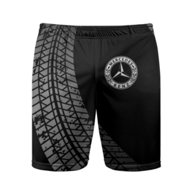 Мужские шорты спортивные с принтом Mercedes tire tracks в Курске,  |  | 