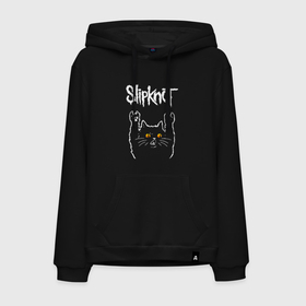 Мужская толстовка хлопок с принтом Slipknot rock cat в Кировске, френч-терри, мягкий теплый начес внутри (100% хлопок) | карман-кенгуру, эластичные манжеты и нижняя кромка, капюшон с подкладом и шнурком | 