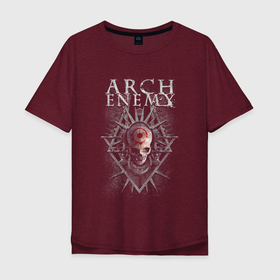 Мужская футболка хлопок Oversize с принтом Arch Enemy Skull в Екатеринбурге, 100% хлопок | свободный крой, круглый ворот, “спинка” длиннее передней части | 