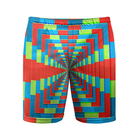 Мужские шорты спортивные с принтом Разноцветный туннель   оптическая иллюзия в Курске,  |  | 
