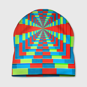 Шапка 3D с принтом Разноцветный туннель   оптическая иллюзия в Екатеринбурге, 100% полиэстер | универсальный размер, печать по всей поверхности изделия | 