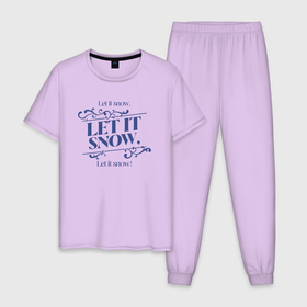 Мужская пижама хлопок с принтом Пусть идёт снег в Тюмени, 100% хлопок | брюки и футболка прямого кроя, без карманов, на брюках мягкая резинка на поясе и по низу штанин
 | 