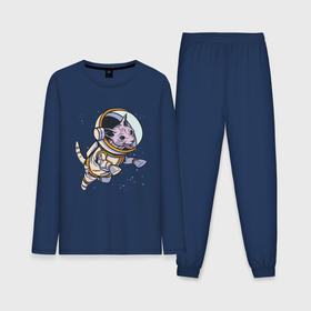 Мужская пижама хлопок (с лонгсливом) с принтом Кот сфинкс космонавт в Тюмени,  |  | 