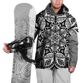 Накидка на куртку 3D с принтом Черно белая мандала в Белгороде, 100% полиэстер |  | 