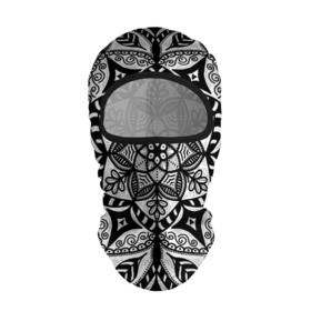 Балаклава 3D с принтом Черно белая мандала в Санкт-Петербурге, 100% полиэстер, ткань с особыми свойствами — Activecool | плотность 150–180 г/м2; хорошо тянется, но при этом сохраняет форму. Закрывает шею, вокруг отверстия для глаз кайма. Единый размер | 