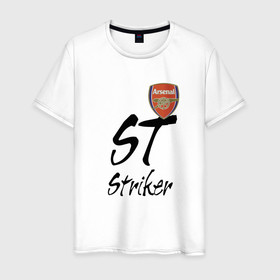 Мужская футболка хлопок с принтом Arsenal   London   striker в Петрозаводске, 100% хлопок | прямой крой, круглый вырез горловины, длина до линии бедер, слегка спущенное плечо. | 
