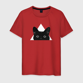 Мужская футболка хлопок с принтом Чёрный кот ты еще спишь в Екатеринбурге, 100% хлопок | прямой крой, круглый вырез горловины, длина до линии бедер, слегка спущенное плечо. | 