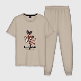 Мужская пижама хлопок с принтом Genshin Impact   Xinyan Синьян в Курске, 100% хлопок | брюки и футболка прямого кроя, без карманов, на брюках мягкая резинка на поясе и по низу штанин
 | 