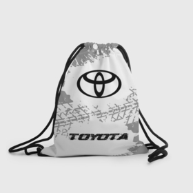 Рюкзак-мешок 3D с принтом Toyota speed шины на светлом: символ, надпись в Петрозаводске, 100% полиэстер | плотность ткани — 200 г/м2, размер — 35 х 45 см; лямки — толстые шнурки, застежка на шнуровке, без карманов и подкладки | 